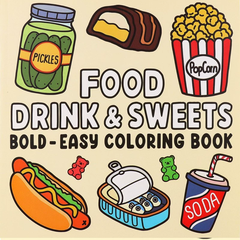 Food And Snacks Coloring Book - كتاب تلوين المشروبات والحلويات للبالغين والأطفال،