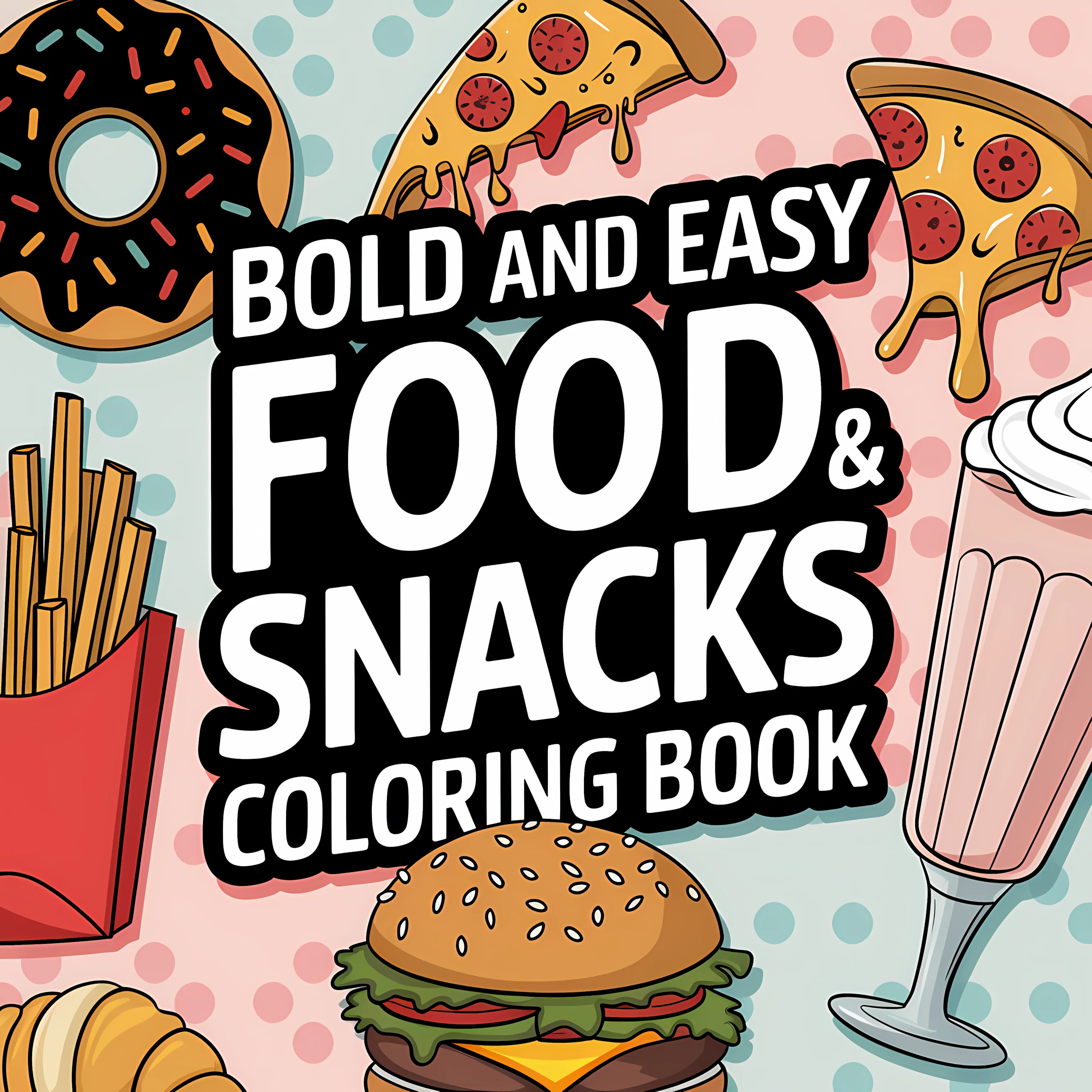 Food And Snacks Coloring Book - كتاب تلوين سهل للأطعمة والوجبات الخفيفة