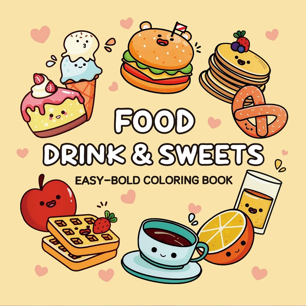 Food And Snacks Coloring Book - كتاب تلوين سهل الجريء للمشروبات والحلويات