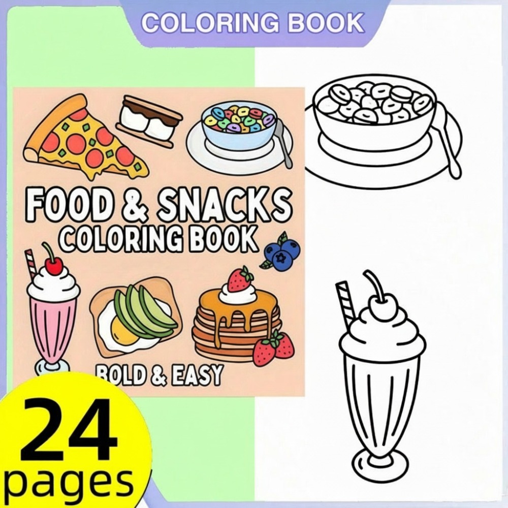 Food And Snacks Coloring Book - كتاب تلوين الطعام والوجبات الخفيفة، 24
