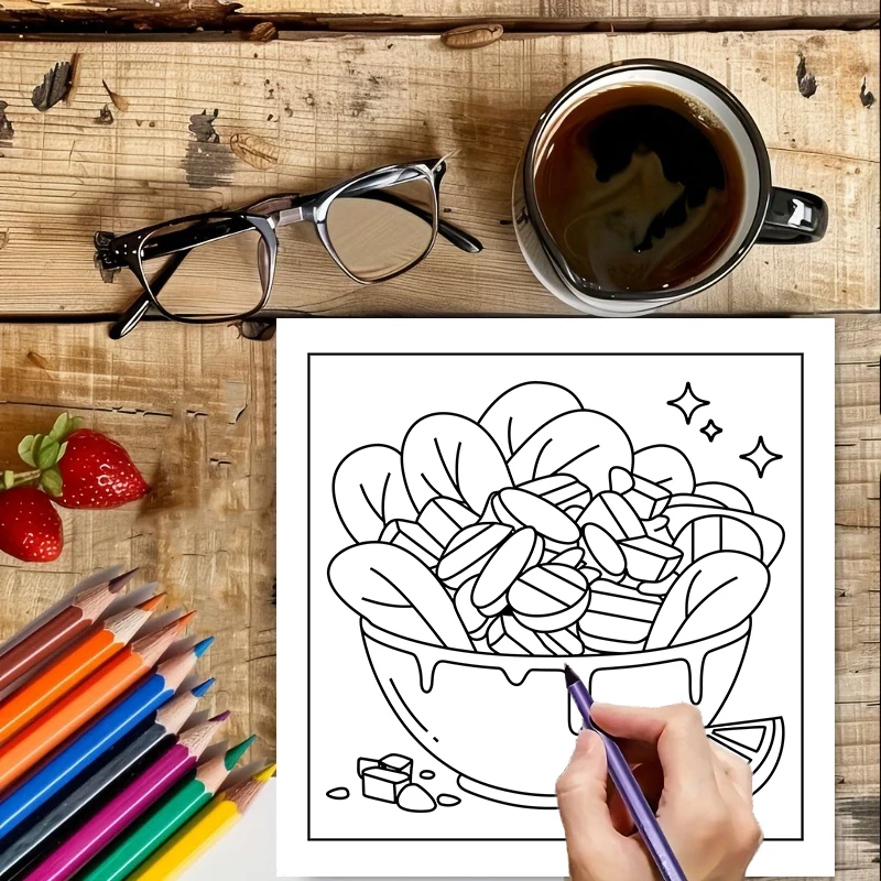 كتاب تلوين سهل للأطعمة والوجبا - مراجعة Food And Snacks Coloring Book وسعره