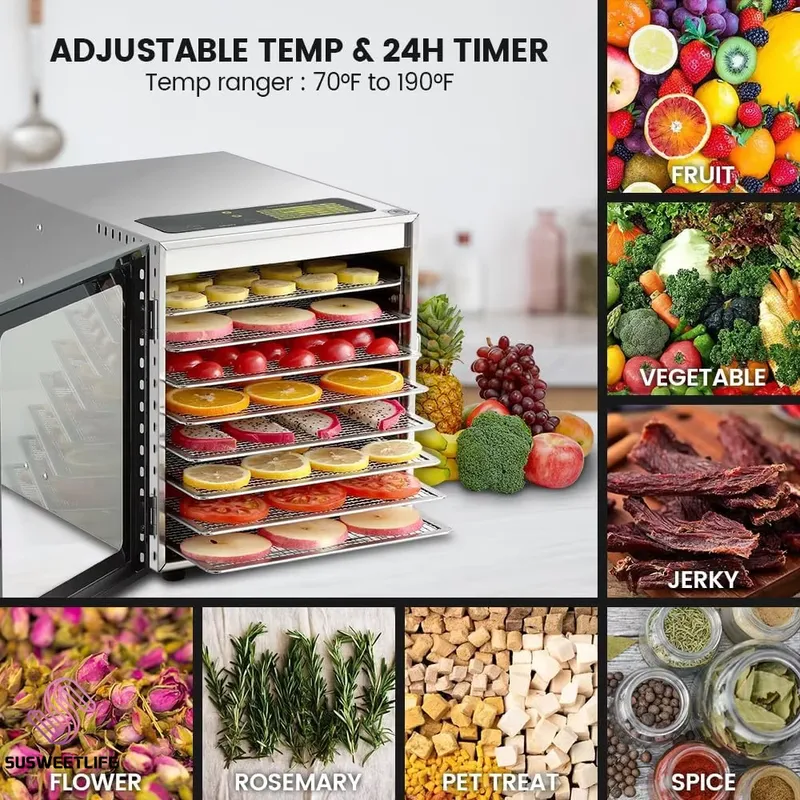 مجفف طعام كبير السعة بـ 8 أدرا - مراجعة Food Snacks Healthy وسعره